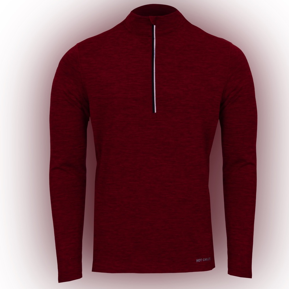 Hot Chillys Men's Clima-Tek Zip-T - Burgundy Heather Vail Logo Size XL
